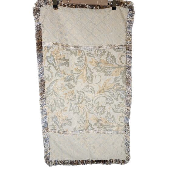 WATERFORD Green Gold Tan Patchwork Panels Fringe KING Pillow Sham -Qty 1 - Picture 1 of 8